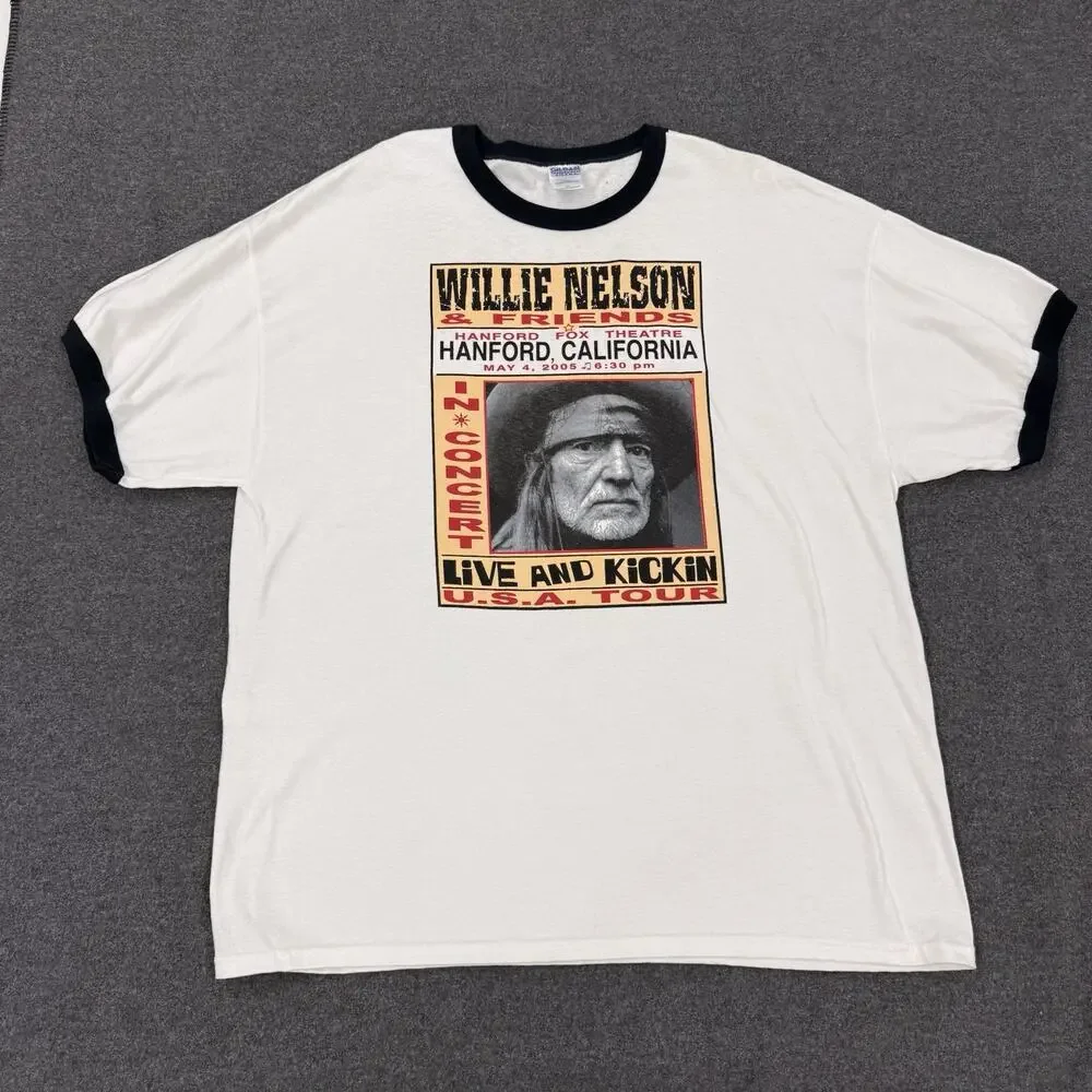 Willie Nelson & Friends Live and Kickin USA Tour Hanford CA T-Shirt XXL